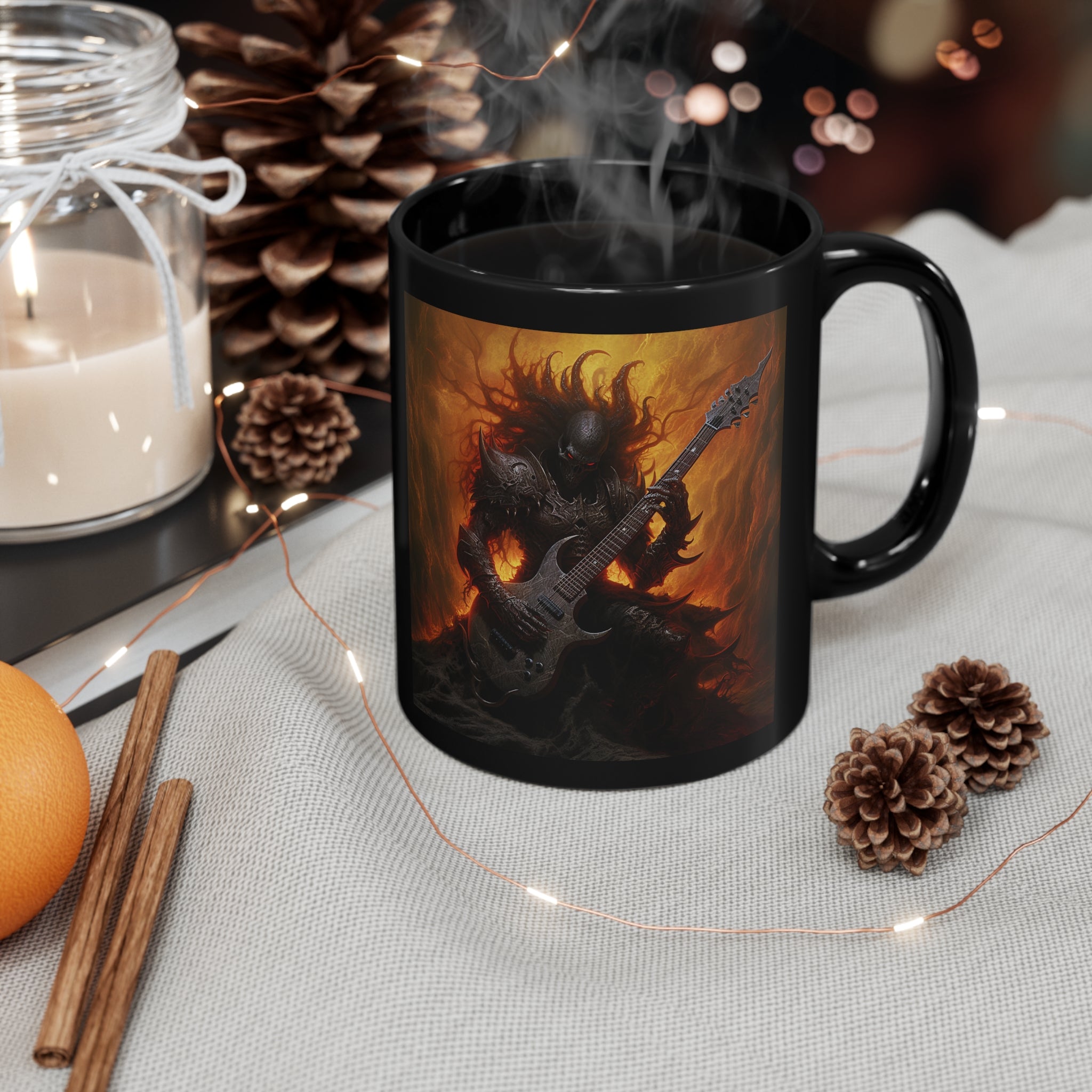 Skull Knight Black Coffee Mug