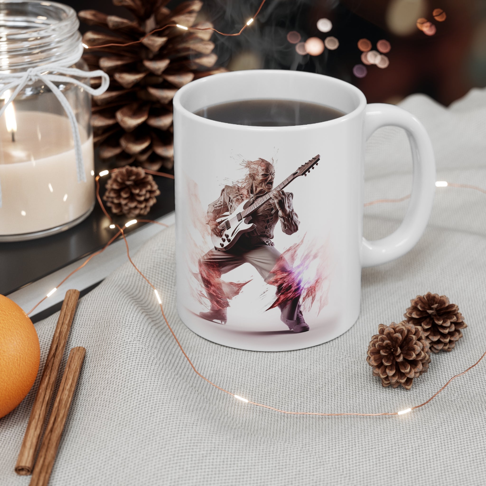 Heavy Metal Guitar Zombie Shrieker White Coffee Mug